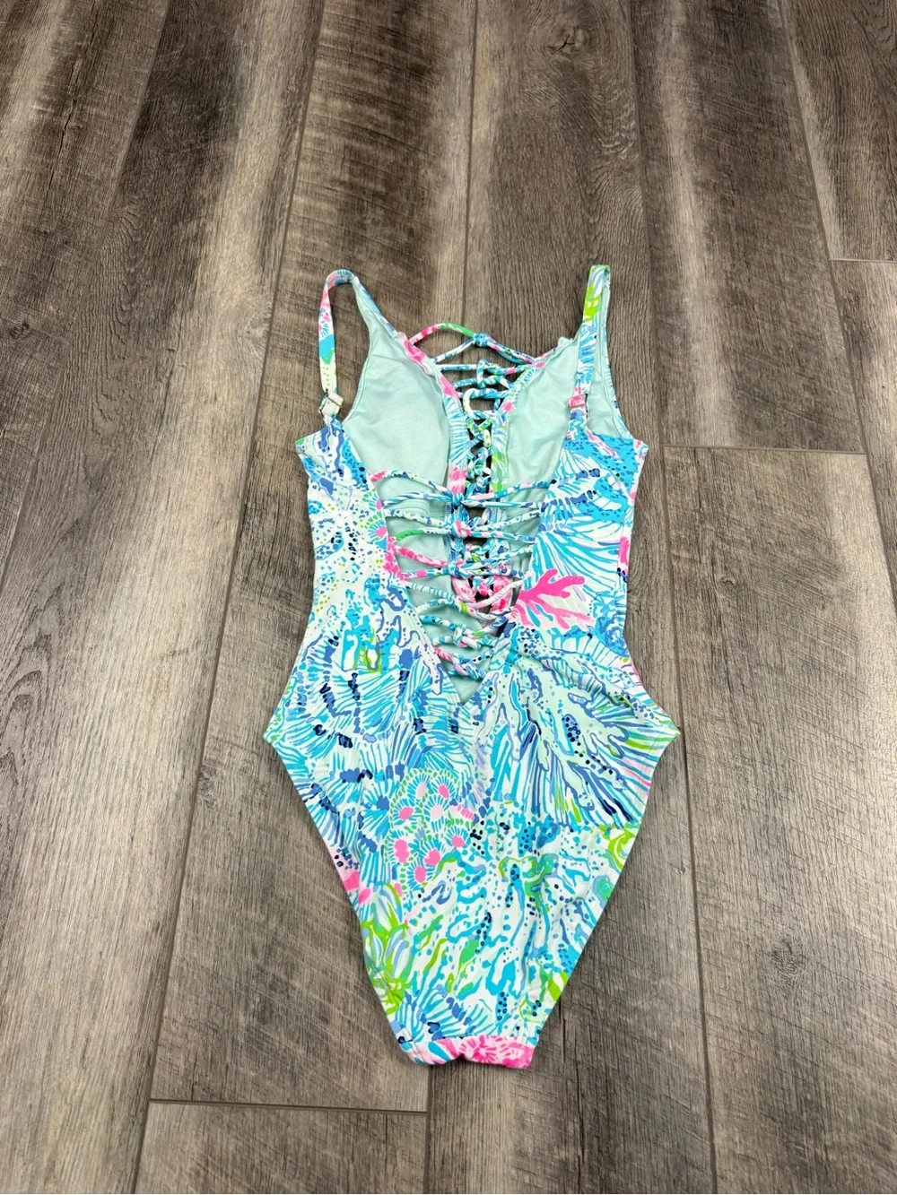 Lilly‎ Pulitzer Teal Lattice One Piece Swimsuit